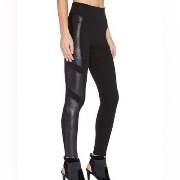 SPANX FAUX LEATHER MOTO PONTE LEGGINGS SIZE LARGE - Picture 1 of 10